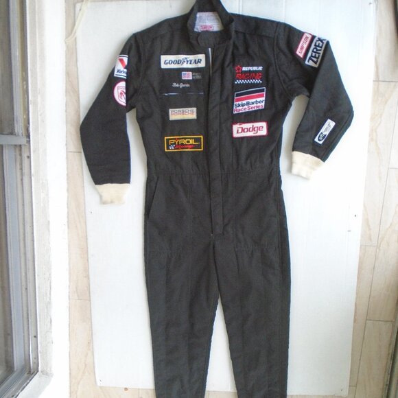 vintage Simpson Republic Racing Pit Crew Team Overalls Mens Size LS Black - Picture 3 of 12